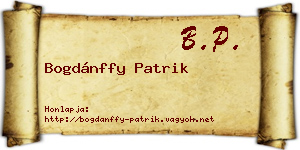 Bogdánffy Patrik névjegykártya