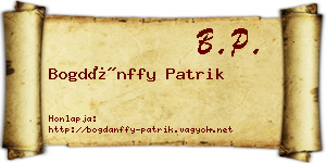 Bogdánffy Patrik névjegykártya